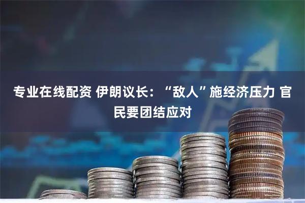 专业在线配资 伊朗议长：“敌人”施经济压力 官民要团结应对